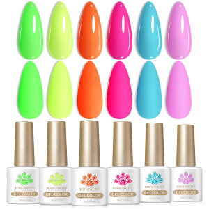 BORN PRETTY �W�F���l�C���J���[�Z�b�g �u���J���[ �l�I���J���[ �J���[�W�F�� �l�C�� �t�ăl�C�� �C�G���[ �O���[�� ���b�h 6�F UV/LED�Ή� �|���b�V���^�C�v �Z���t�l�C���o�����^�C���l�C�� 
