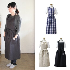 NEW DAY ギャザーエプロン MTLG5080 ◆◆ DL2 SPICE スパイス ナチュラル チャコールグレー ネービーチェック 前掛け カフェエプロン ワークエプロン ギフト ガーデン ガーデニング シンプル コット