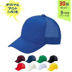 【30個セット】オリジナルプリント デフレ CAP メッシュタイプ 1色シルク印刷 | DF-M 全9種 フリーサイズ(調整式) メッシュキャップ 帽子 名入れ まとめ買い