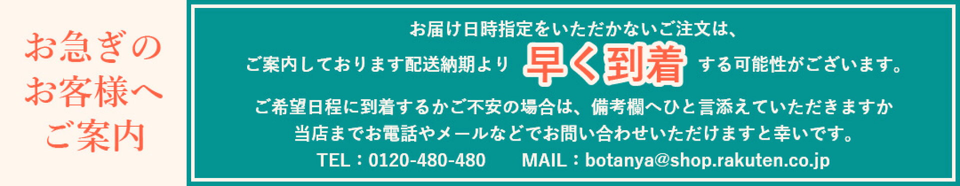 お急ぎのお客様へご案内