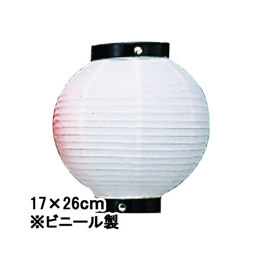 Tb206-7 6号丸型 ビニール提灯 白 黒枠 17×26cm 室内装飾用 ちょうちん