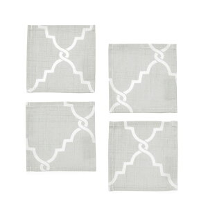 【ゆうパケット配送】 コースター 4枚セット スタンダード 綿100% モロッコパターン グレー シンプル シック おしゃれ 布 キッチン雑貨 プレゼント デザイン シンプル 雑貨 キッチングッズ イ
