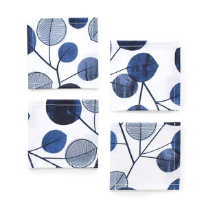 【ゆうパケット配送】 コースター 4枚セット ラミネート ネイビーリーフ リーフ 葉っぱ ナチュラル おしゃれ 布 キッチン雑貨 プレゼント デザイン 防水 ビニール シンプル 雑貨 キッチング