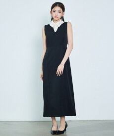 ワンピース ロングワンピース レディース 夏 ノースリーブ きれいめ 高見え タイトシルエット ジャンパースカート キーネック ハイウエスト ミモレ丈 スリット SAISON DE PAPILLON sdp0411
