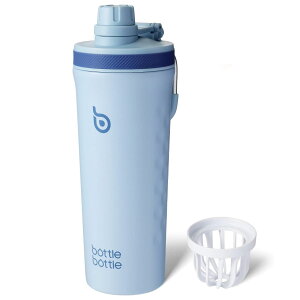 BOTTLE BOTTLE プロテインシェイカー ウォーターボトル スポーツボトル 水筒 800ml ステンレス 大容量 直飲み シェーカーボトル プラスチークミクサー 真空断熱 漏れない カラビナ 持ち運び便利