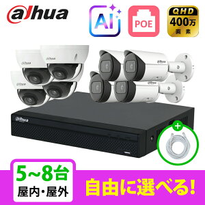 �y��g�q�Ɂz[DAHUA][IP-4M] AI �h�ƃJ���� 400����f 8POE 4���K 5~8�� ���Ȑݒu �h�ƃJ�����Z�b�g NVR2108HS-8P-4KS3, IPC-HDBW2431E-S-S2, IPC-HFW2431S-S-S2