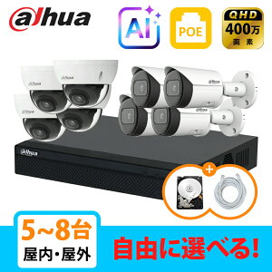 �y��g�q�Ɂz[DAHUA][IP-4M] AI �h�ƃJ���� 400����f 8POE 4���K 5~8�� ���Ȑݒu �h�ƃJ�����Z�b�g HDD 1T���� NVR2108HS-8P-4KS3, IPC-HDBW2431E-S-S2, IPC-HFW2431S-S-S2