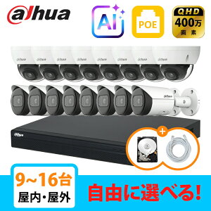 �y��g�q�Ɂz[DAHUA][IP-4M] AI �h�ƃJ���� 400����f 16POE 4���K 9~16�� ���Ȑݒu �h�ƃJ�����Z�b�gHDD 1T���� NVR4216-16P-4KS3, IPC-HDBW2431E-S-S2, IPC-HFW2431S-S-S2