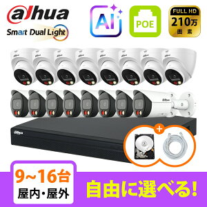 �y��g�q�Ɂz[DAHUA][IP-2M] �h�ƃJ���� Dual Light 16POE 2���K 9~16�� ���Ȑݒu �h�ƃJ�����Z�b�g HDD 1T���� NVR4216-16P-4KS3, IPC-HDW2249T-S-IL,IPC-HFW2249S-S-IL