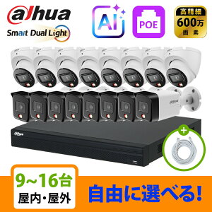 �y��g�q�Ɂz[DAHUA][IP-6M] �h�ƃJ���� Dual Light 16POE 6���K 9~16�� ���Ȑݒu �h�ƃJ�����Z�b�g NVR4216-16P-4KS3, IPC-HFW1639TC-A-IL