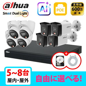 �y��g�q�Ɂz[DAHUA][IP-6M] �h�ƃJ���� Dual Light 8POE 6~8�� ���Ȑݒu �h�ƃJ�����Z�b�g HDD 1T���� NVR2108HS-8P-4KS3, IPC-HDW1639T-A-IL,IPC-HFW1639TC-A-IL