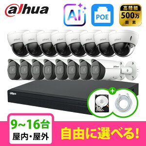 �y��g�q�Ɂz[DAHUA][IP-5M] �h�ƃJ���� 500����f AI 16POE 5���K 9~16�� ���Ȑݒu �h�ƃJ�����Z�b�g HDD 1T���� NVR4216-16P-4KS3, IPC-HDBW2541E-S, IPC-HFW2541S-S