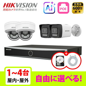�y��g�q�Ɂz[HIKVISION] [IP-6M] �X�}�[�g�n�C�u���b�h���C�g �m�\�^AI�N�����m �h�ƃJ���� 1�`4�� HDD 1T���� DS-7604NXI-K1/4P DS-2CD1163G2-LIU/DS-2CD1063G2-LIU