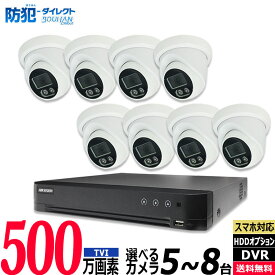 HIKVISION ハイクビジョン 防犯カメラ低価格セット 5〜8台 500万画素 アナログ 屋内屋外カメラ レコーダーHDD別 8chDVR スマホ監視 有線 録画機 5MP-SETJS-8CH