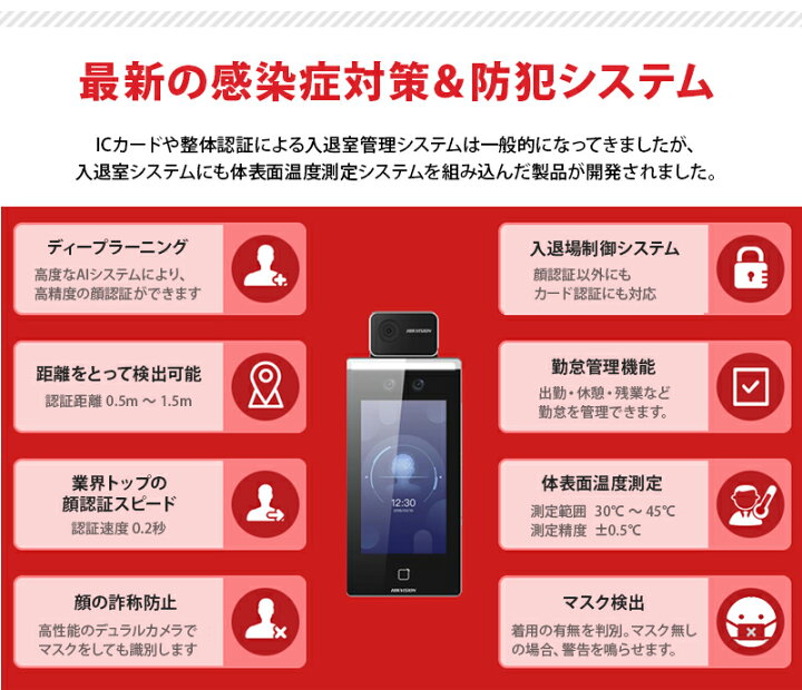 楽天市場】【スリムスタンドセット】非接触 サーマルカメラ AI顔認証 