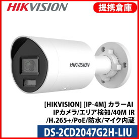 【提携倉庫より発送】[HIKVISION] [IP-4M] 24時間カラーAI IPカメラ/DS-2CD2047G2H-LIU/逆光,露出,ハイライト補正/ライン,エリア検知/40M IR/H.265+/PoE/防水/SDカード可/メタル素材