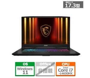 �����J���ۏؕi MSI �Q�[�~���O�m�[�g�p�\�R�� Katana 17 HX B14WGK-6559JP Katana 17 HX B14W �u���b�N