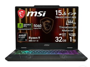 ��260581���J���ۏؕi MSI�@�Q�[�~���O�m�[�g Cyborg-A15-AI-B2HWFKG-2753JP 15.6�^ Ryzen9 270 RTX5060 RAM:32GB SSD:1TB �t��HD (144Hz) Windows11Home
