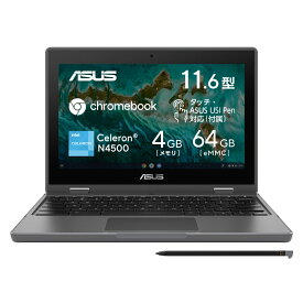 学校向け、法人向け　ASUS Chromebook CR1 (CR1100FKA-BP0002)ASUS Chromebook(Celeron N4500/4GB/eMMC：64GB/光学ドライブなし/Chrome OS/Officeなし/11.6型/タッチパネル/ダークグレー)【メーカー再生品】