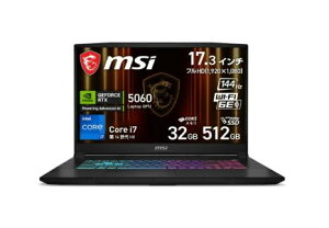 ��260212 ���J���ۏؕi�@MSI�b�G���G�X�A�C �Q�[�~���O�m�[�g�p�\�R�� Katana 17 HX B14W(RTX 5060) �u���b�N Katana 17 HX B14WFK-5060JP [17.3�^ /Windows11 Home /intel Core i7 /�������F32GB /SSD�F512GB ]