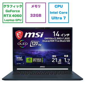 251262 Jۏؕi MSI Q[~Om[gp\R [ RTX 4060 / 14^ / Win11 Pro / Core Ultra 7 / 32GB / SSD1TB ] X^[u[ STEALTH14-A1VFG-4009JP