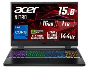 Acer Nitro 5 AN515-58-N76Z46/6 �m�[�g�p�\�R���@Core i7-12650H / 16GB / SSD 1TB / GeForce RTX 4060 / 15.6�^ FHD 165Hz / Windows 11 Home