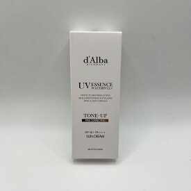 d'Alba トーンアップ UVエッセンス サンクリーム - SPF50+/PA++++ 化粧下地 日焼け止め 美容液 汗と水に強い ウォータープルーフ イージーウォッシャブル 一度に落とせる ファンデフリー 紫外線 敏感肌 乾燥肌 低刺激 顔 全身用 ヴィーガン (ピンク 50ml)