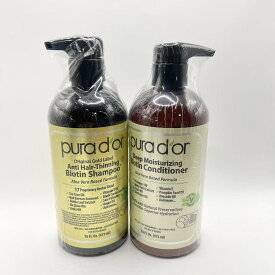 PURA D'OR オリジナル ゴールド ラベル 薄毛予防用 -臨床実験済み -アルガンオイル、ビオチン、天然原料、硫酸系化合物不使用、全髪タイプに、男性＆女性用（パッケージは異なる場合があります） シャンプー＆コンディショナー