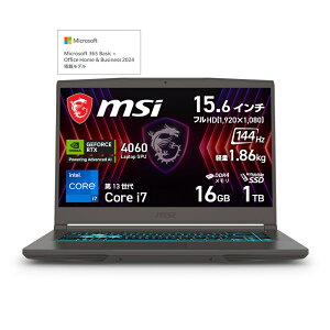 yOfficeځzMSIQ[~Om[gPC Thin-15-B13VF-5057JP yCore i7 & RTX 4060ځzThin15 1.86kg 16GB SSD1TB 15.6C` FHD 144Hz Corei7-13620H RTX4060 Windows11Home Microsoft365Basic+OfficeHome&Business 2024