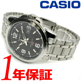 【あす楽 送料無料】 CASIO カシオ チプカシ 腕時計 メンズ アナログ ラウンド クォーツ 5気圧防水 三針 カレンダー ステンレスベルト ブラック シルバー MTP-1314PD-1A