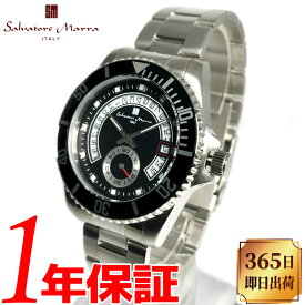 【あす楽 送料無料】【国内正規品】Salvatore Marra サルバトーレマーラ メンズ クォーツ 回転ベゼル 腕時計 ラウンド 日常生活防水 デイトカレンダー ステンレス アナログ ブラック ホワイト シルバー 時計 SM22107-SSBK