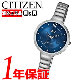 あす楽 送料無料 CITIZEN シチズン Q&Q キューアンドキュー レディース メンズ 腕時計 F611J212Y アナログ クォーツ ブルー シルバー 花柄 カレンダー カジュアル ビジネス ファッション スーツ シンプル かっこいい かわいい 人気 おすすめ お出かけ スポーツ レジャー