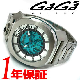 【あす楽】GaGaMILANO ガガミラノ FRAME ONE フレームワン メンズ 手巻き 腕時計 100m防水 スケルトン アナログ シルバー ブルー 7070.01