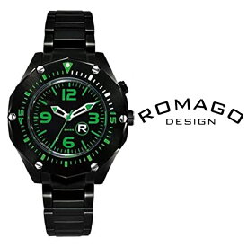 あす楽 送料無料 ROMAGO ロマゴ ロマゴデザイン メンズ 腕時計 RM022-0240SS-GR クォーツ ステンレス ベルト アナログ ブラック ミラー文字盤 フルーレセント Fluorescent