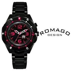 あす楽 送料無料 ROMAGO ロマゴ ロマゴデザイン メンズ 腕時計 RM022-0240SS-PK クォーツ ステンレス ベルト アナログ ブラック ミラー文字盤 フルーレセント Fluorescent
