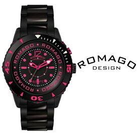 あす楽 送料無料 ROMAGO ロマゴ ロマゴデザイン メンズ 腕時計 RM023-0238SS-PK クォーツ ステンレス ベルト アナログ ブラック ミラー文字盤 フルーレセント Fluorescent