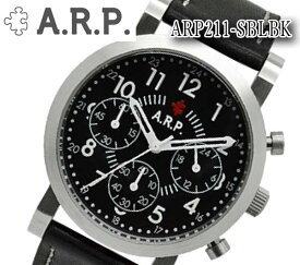 [あす楽] 送料無料 A.R.P. エーアールピー メンズ 腕時計 クォーツ アナログ 50m防水 クロノグラフ カレンダー レザー ベルト カジュアル ヴィンテージ ビジネス ARP211-SBLBK