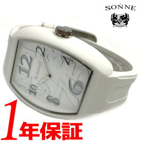 【あす楽 送料無料】SONNE x HAORI ゾンネxハオリ メンズ クォーツ 腕時計 トノー型 3気圧防水 ホワイト H020WH-WH