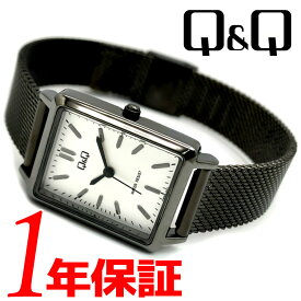 【海外モデル 日本未発売】CITIZEN シチズン Q&Q キューアンドキュー クォーツ レディース 腕時計 スクエア 3気圧防水 アナログ メッシュベルト ホワイト ブラック QB95J401Y