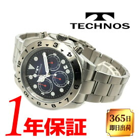 【あす楽 送料無料】 TECHNOS テクノス メンズ クォーツ 腕時計 ラウンド 日常生活防水 デイトカレンダー ステンレススチール クロノグラフ アナログ ネイビー シルバー T9B48SN