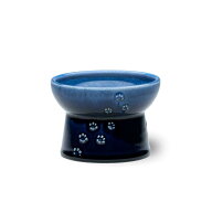 猫壱 猫用 脚付フードボウル 美濃焼 日本製 (ブルー, フード)吐き戻し軽減 電子レンジ＆食器洗浄機対応