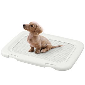 アイリスオーヤマ(IRIS OHYAMA) 犬 トイレ メッシュカバー付 フチもれしにくいトレーニングペットトレー ワイド 銀イオン配合 抗菌 アイボリー