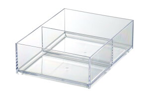 ライクイット (like-it) 収納ボックス 収納ケース ストレージ トレー 深 (S) 2分割 約幅11.5x奥15.4x高5.7cm クリア 日本製 CB-T16 小物収納