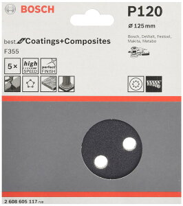 BOSCH(�{�b�V��) �T���f�B���O�y�[�p�[125mm�� #120(5����) [2608605117]