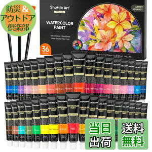 【送料無料】Shuttle Art 水彩絵の具 36色セット 透明水彩 12ml チューブ 大人の塗り絵 水彩画 お絵描き 美術 画材セット 学校用 幼稚園 初心者 専門家 プレゼント