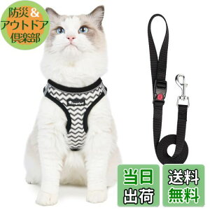 【送料無料】Angelpet 猫用 ハーネス 猫 ハーネス 抜けない ねこ 胴輪 リード付き 通気メッシュ ダブルロック 夜反射ストライプ付き ネコ ハーネスとリードセット 犬猫兼用 小型犬 超軽量 おし