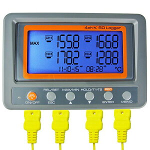 【送料無料】デジタル4チャンネル熱電対温度計温度記録データロガー、マルチチャンネルKタイプ温度計熱電対リーダー、8G SDカード付き2ビーズタイプK熱電対プローブ