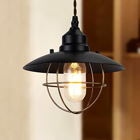【送料無料】Cerdeco 檻のようなシェードがレトロ 「黒金」から滲む凛々しさ ペンダントライト PSE認証済み e26 船舶照明 吊下げ灯 異国情緒あふれる ヴィンテージ風 インテリア照明 インダストリアル（工業）テイスト 天井照明 PDT09B