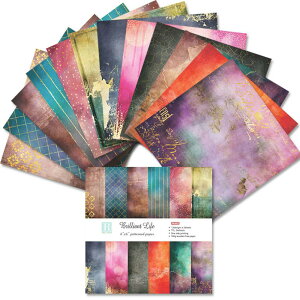 【送料無料】欧米風 アートペーパー カラー 紙 単面印刷 絵葉書/カード DIY手作り用 6×6inch 24枚/冊