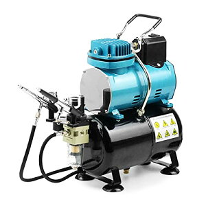 【送料無料】Ausuc エアブラシ コンプレッサー セット 冷却ファン付 オイルレス エアコンプレッサー 静音 スターティングキット 3Lタンク 塗装用具